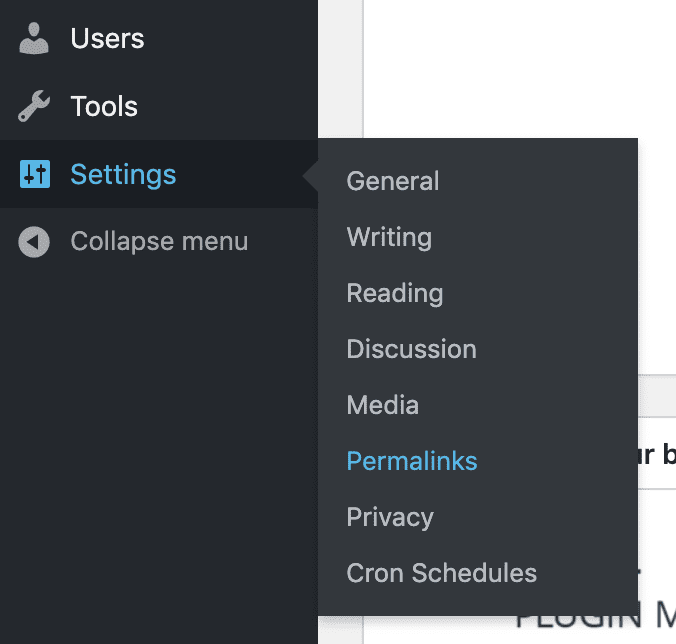 WordPress Permalinks Menu